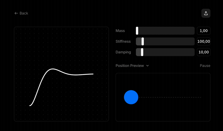 Spring animation controls changing the motion graph